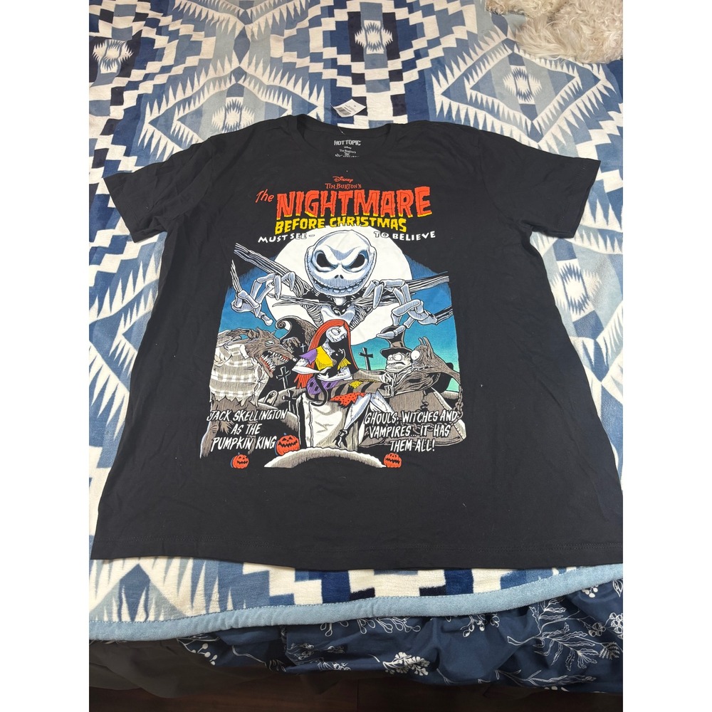 Hot Topic Nightmare Before Christmas Jack Skellington Graphic Tee Black XL NEW
